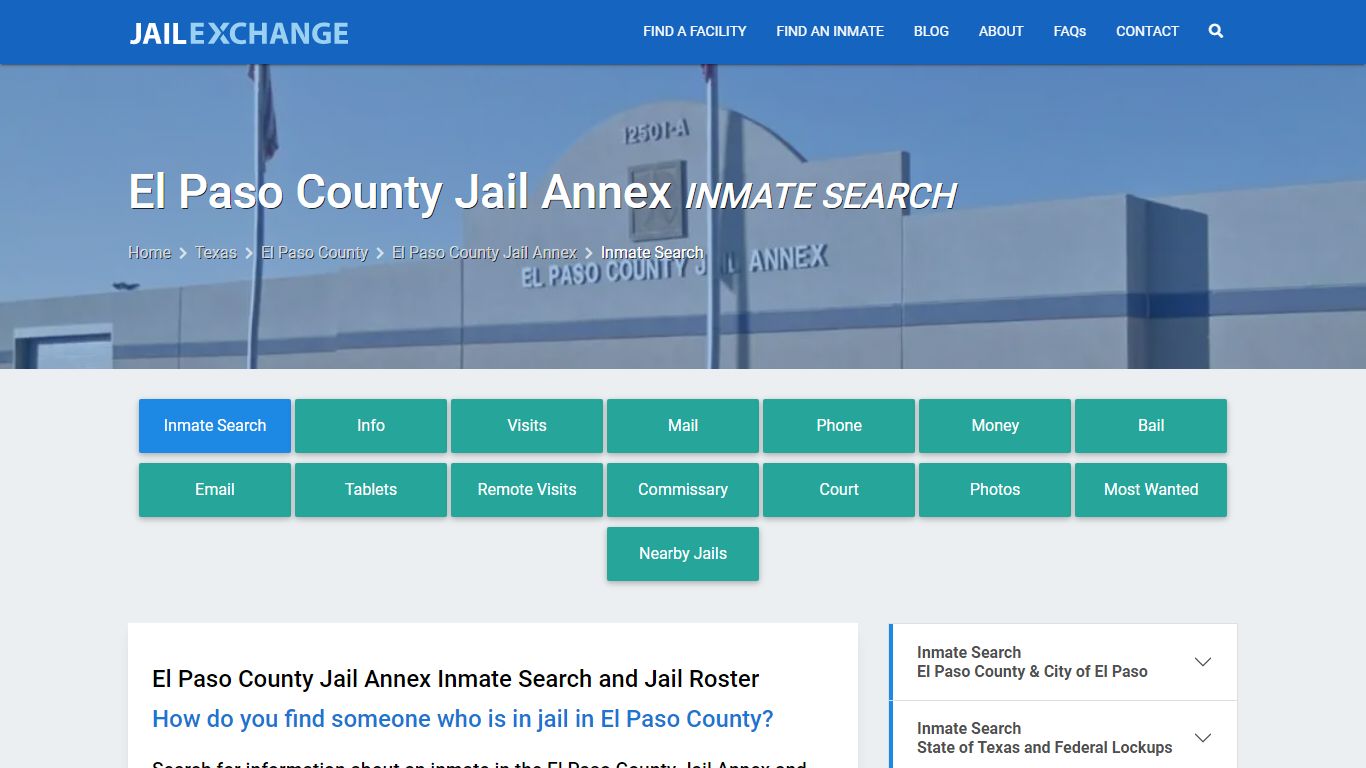 Inmate Search: Roster & Mugshots - El Paso County Jail Annex, TX
